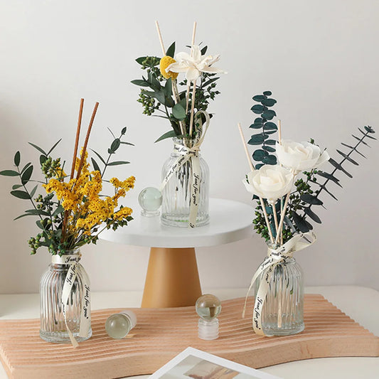 Jasminum Çiçekli Aromaterapi – Ateşsiz Oda Kokusu & Dekoratif Kuru Çiçek